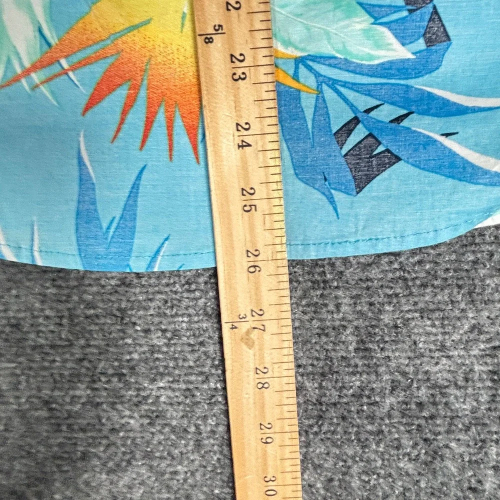 O'Neill Mens Large Blue Tropical Bird of Paradise Short Sleeve Button Down Shirt